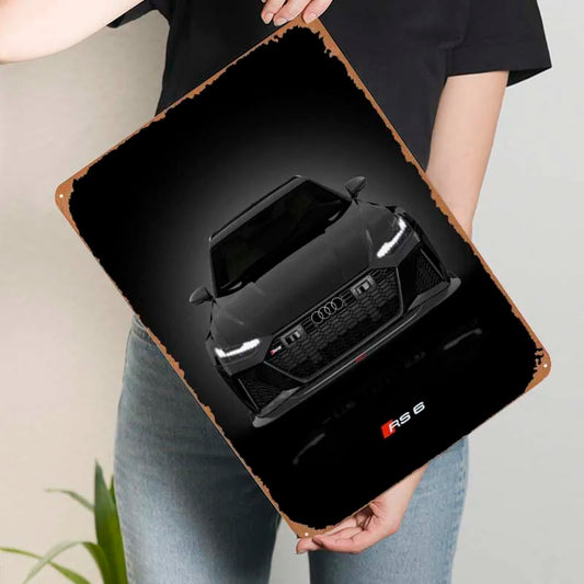 Audi 2021 RS6 Avant Art Tinplate Sign Cars Poster Bathroom Decoration Metal Sign for Garage Wall Art Decoration Vintage Decor
