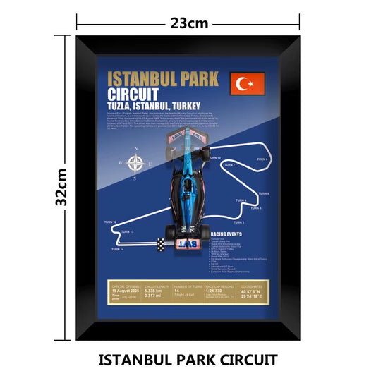Bburago F1 BWT Alpine A523 Diecast Model Car Racing Toy Brazil Mexico Spain Formula 1 Circuit Print Display Painting with Frame